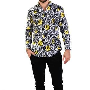 NEW MASUTTO plus zeke/05 long sleeve button down shirt in black multi